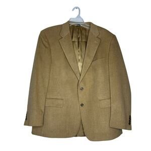 W.H. Belk Blazer Sports Coat 100% Camel Hair Beige 2 Button Coat 46 Regular